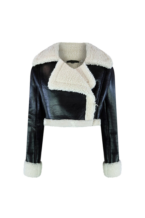 Staten Island Crop Faux Leather Jacket Outerwear EDGE Small Black